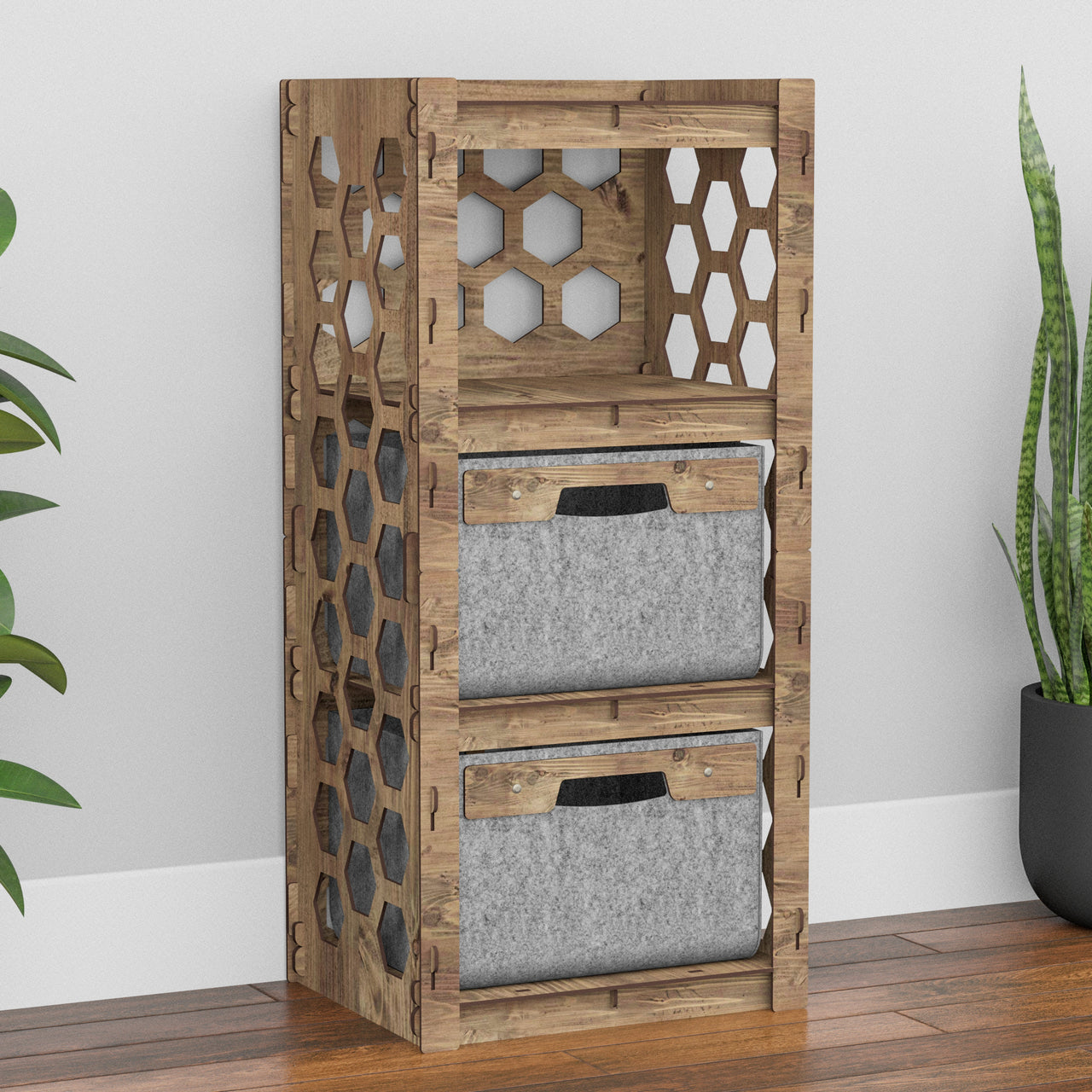 Honeycomb Thin Slim 2 Drawer Unit [2 GRAY BINS]