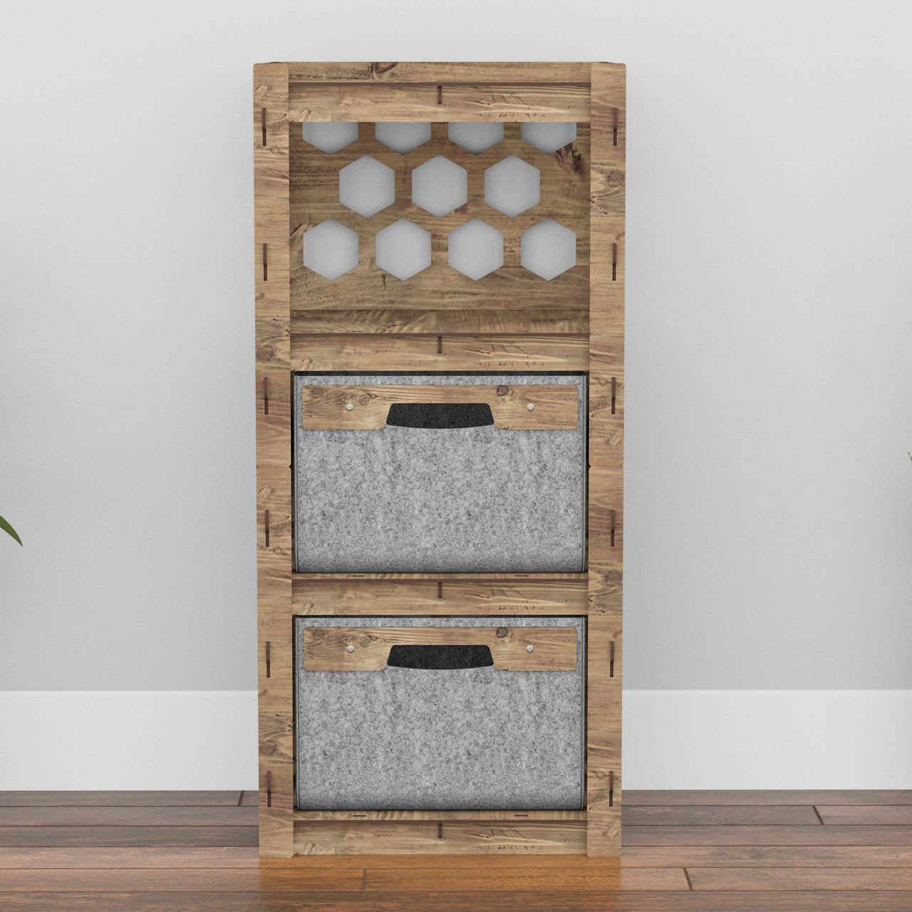 Honeycomb Thin Slim 2 Drawer Unit [2 GRAY BINS]