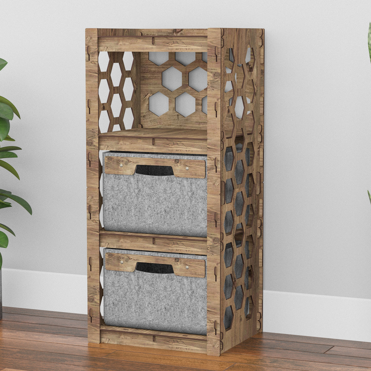 Honeycomb Thin Slim 2 Drawer Unit [2 GRAY BINS]