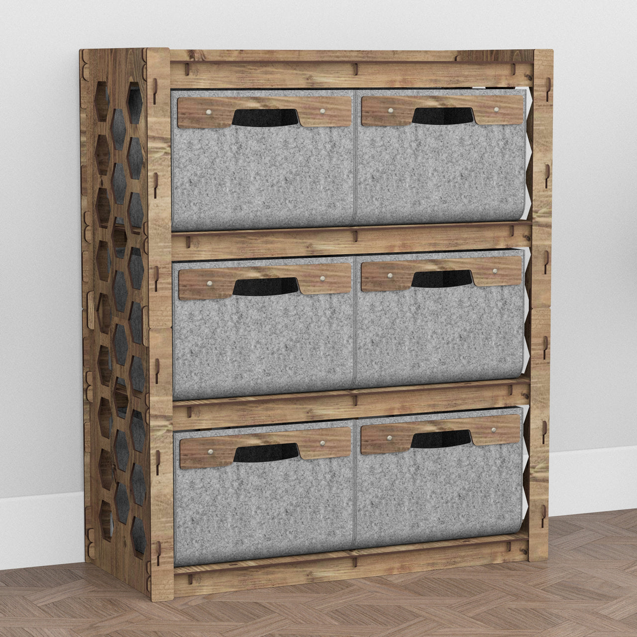Honeycomb Dresser 6 Drawers Storage Unit [6 LARGE GRAY BINS]