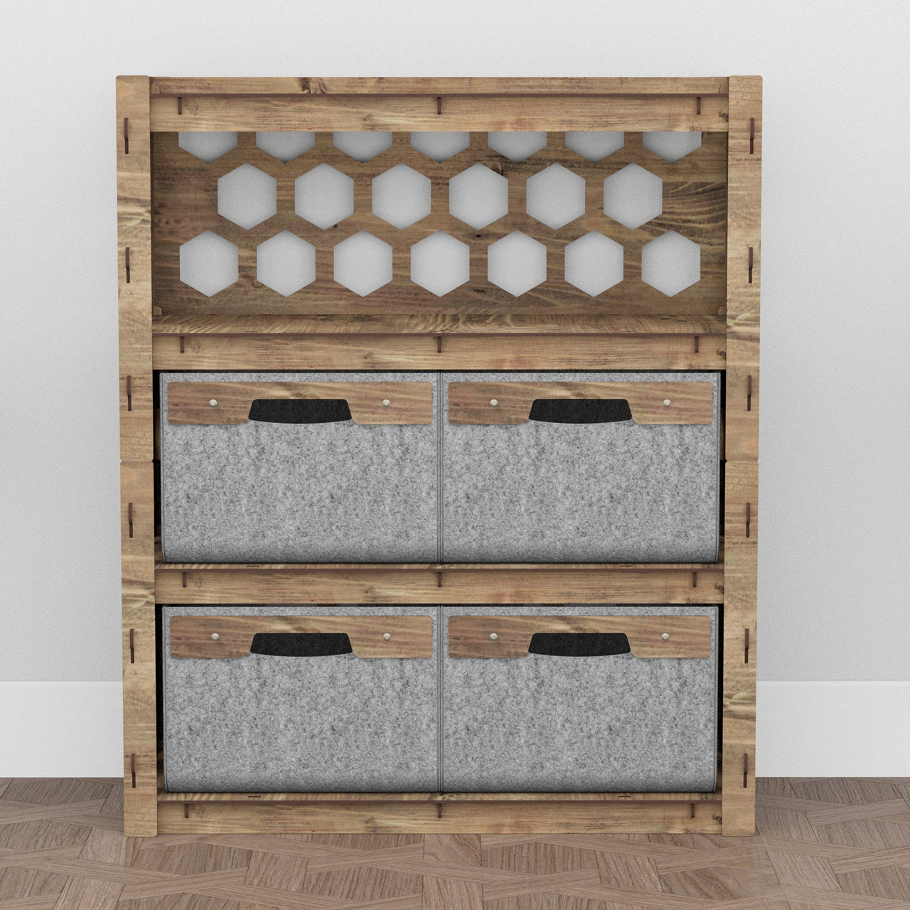 Honeycomb Dresser 4 Drawers Storage Unit [4 LARGE GRAY BINS]