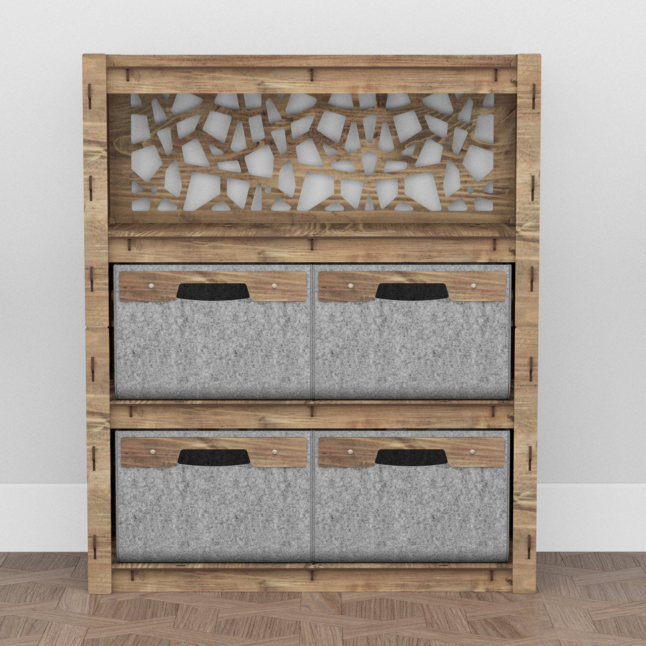 Stones Dresser 4 Drawers Storage Unit [4 LARGE GRAY BINS]