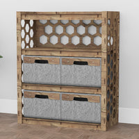 Thumbnail for Honeycomb Dresser 4 Drawers Storage Unit [4 LARGE GRAY BINS]