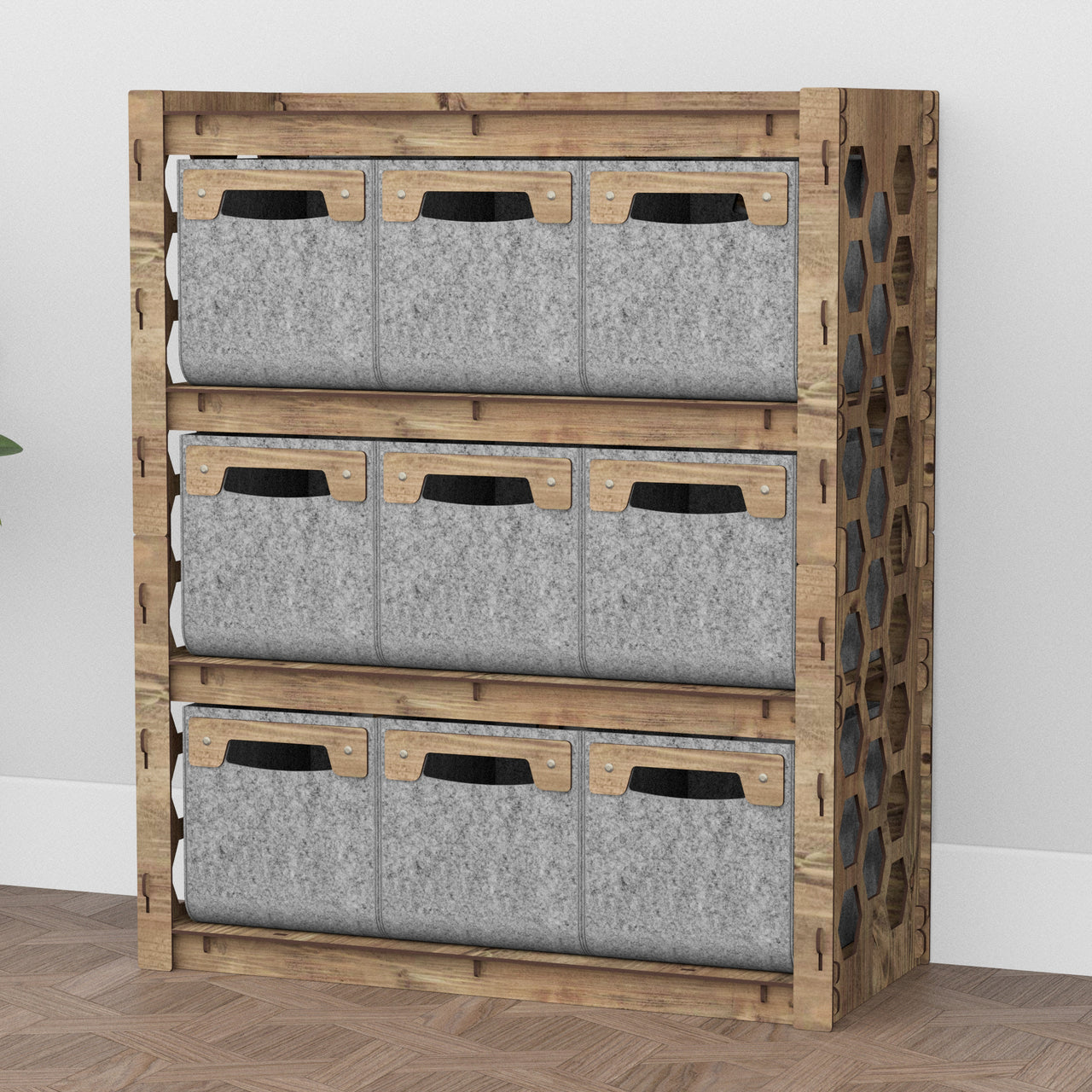 Honeycomb Dresser 9 Drawers Storage Unit [9 SMALL GRAY BINS]