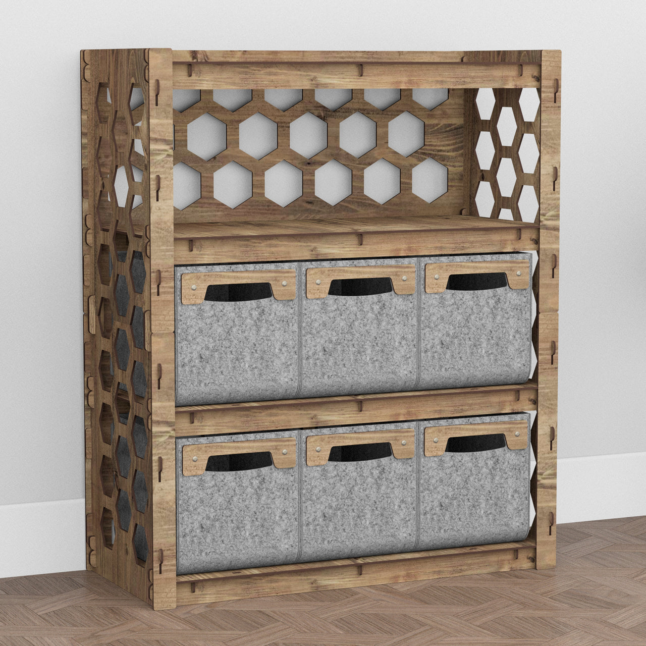 Honeycomb Dresser 6 Drawers Storage Unit [6 SMALL GRAY BINS]