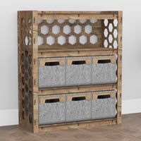 Thumbnail for Honeycomb Dresser 6 Drawers Storage Unit [6 SMALL GRAY BINS]