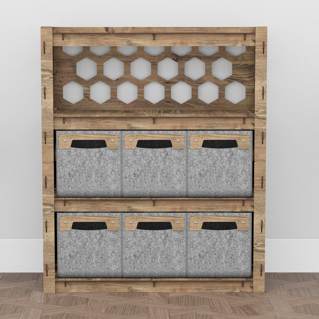 Honeycomb Dresser 6 Drawers Storage Unit [6 SMALL GRAY BINS]