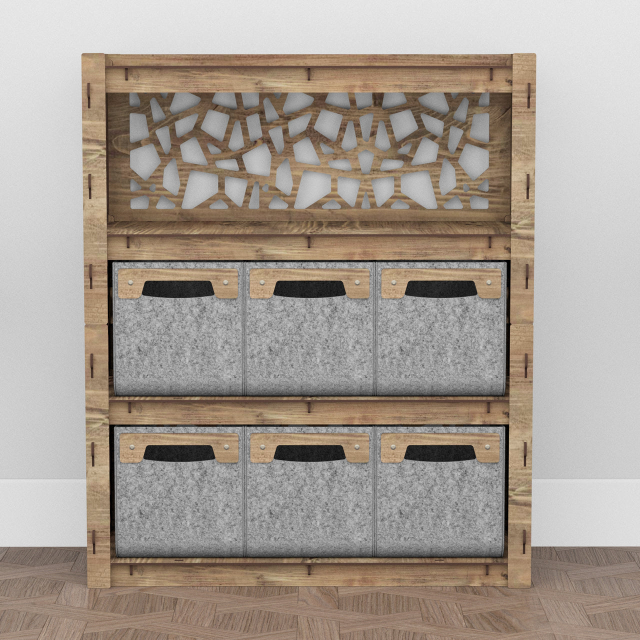 Stones Dresser 6 Drawers Storage Unit [6 SMALL GRAY BINS]