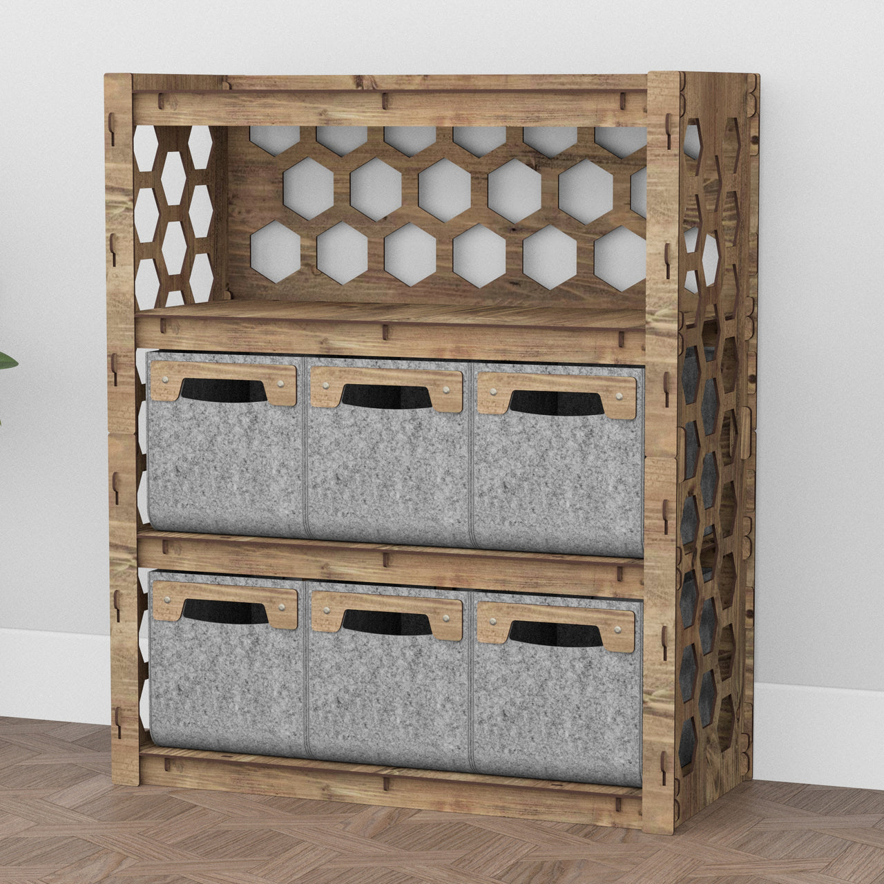 Honeycomb Dresser 6 Drawers Storage Unit [6 SMALL GRAY BINS]