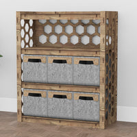 Thumbnail for Honeycomb Dresser 6 Drawers Storage Unit [6 SMALL GRAY BINS]