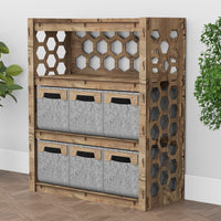 Thumbnail for Honeycomb Dresser 6 Drawers Storage Unit [6 SMALL GRAY BINS]