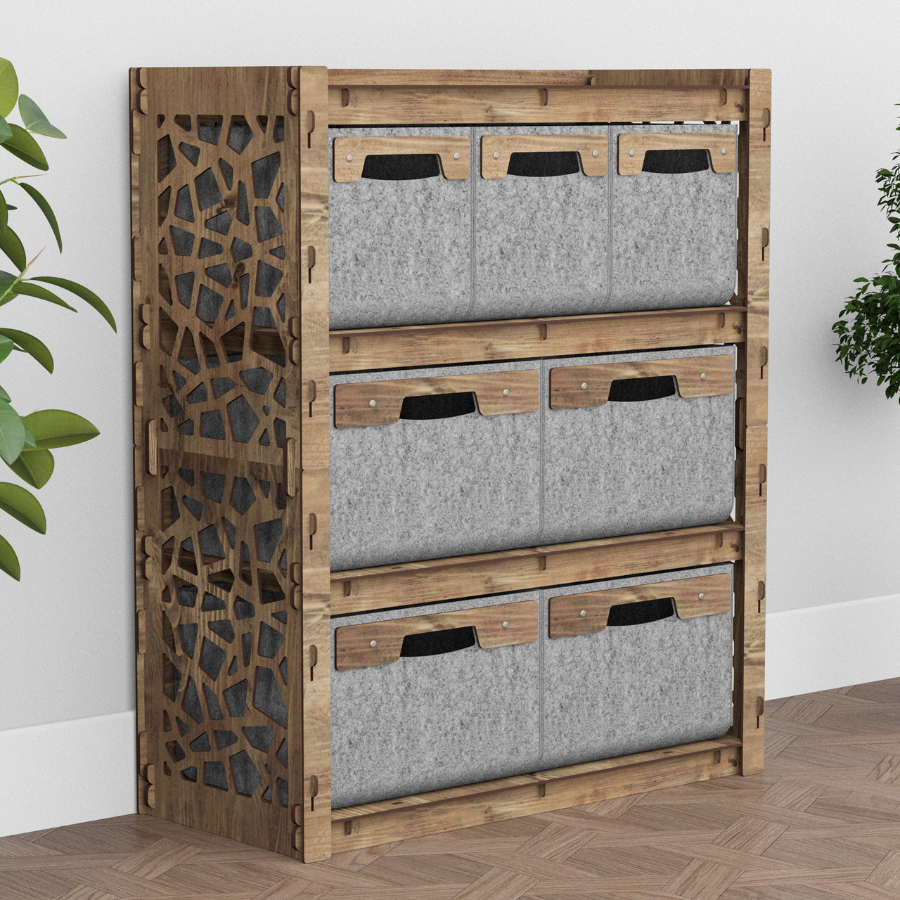 Stones Dresser 7 Drawers Storage Unit [4L 3S GRAY BINS]