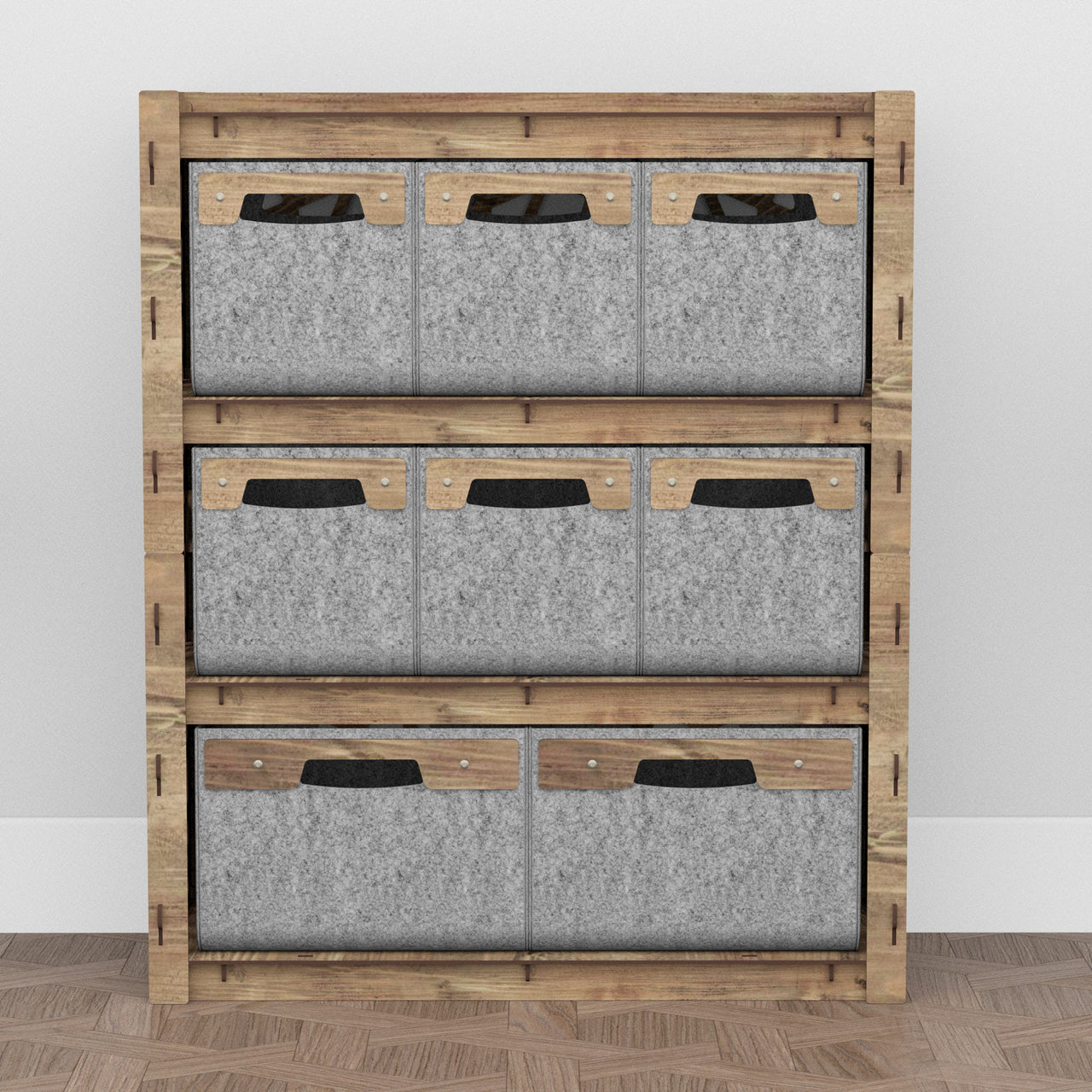 Stones Dresser 8 Drawers Storage Unit [2L 6S GRAY BINS]