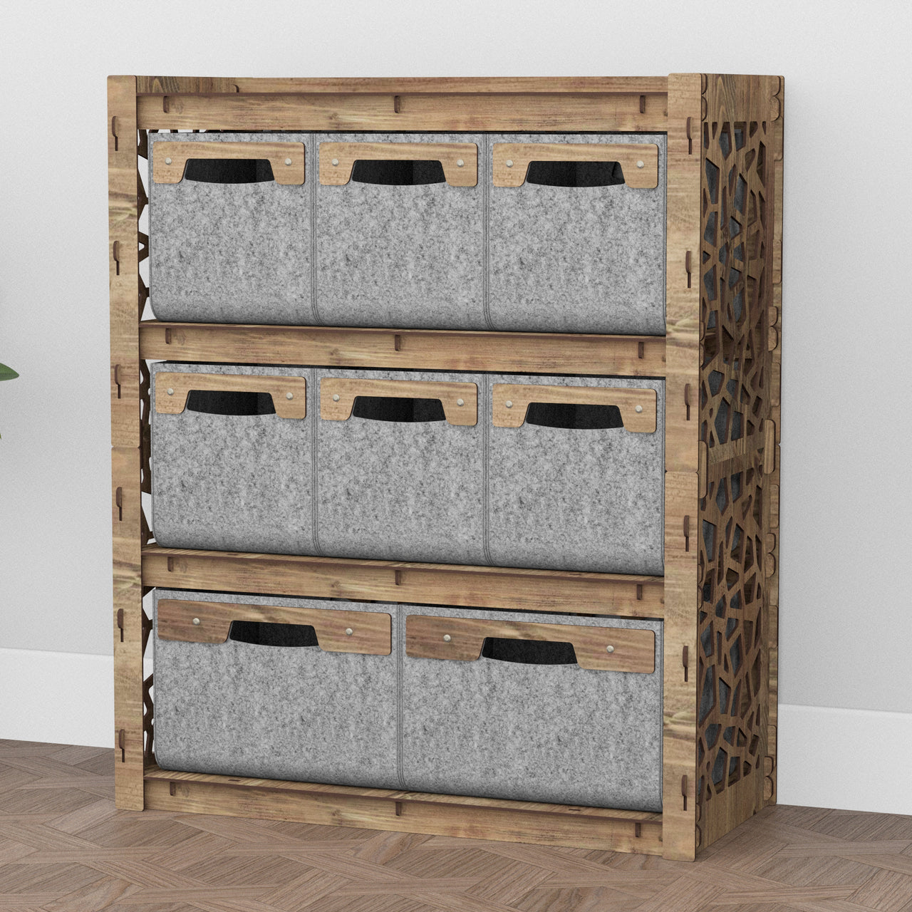 Stones Dresser 8 Drawers Storage Unit [2L 6S GRAY BINS]