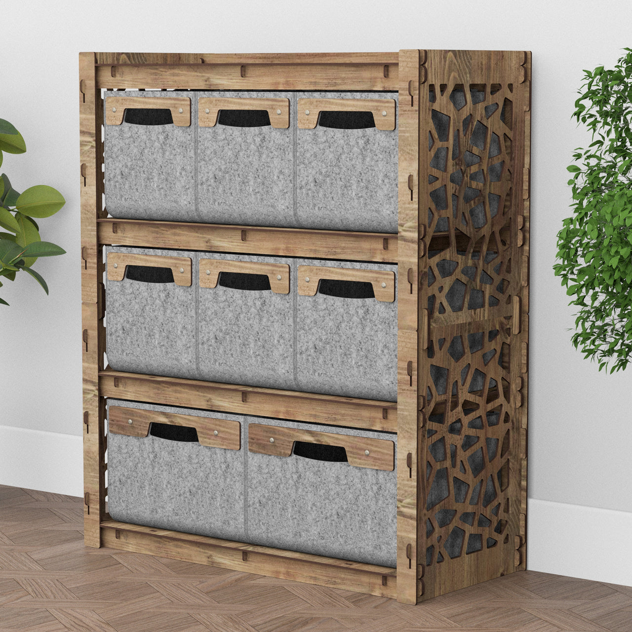 Stones Dresser 8 Drawers Storage Unit [2L 6S GRAY BINS]