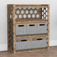 Thumbnail for Honeycomb Dresser 5 Drawers Storage Unit [2L 3S GRAY BINS]