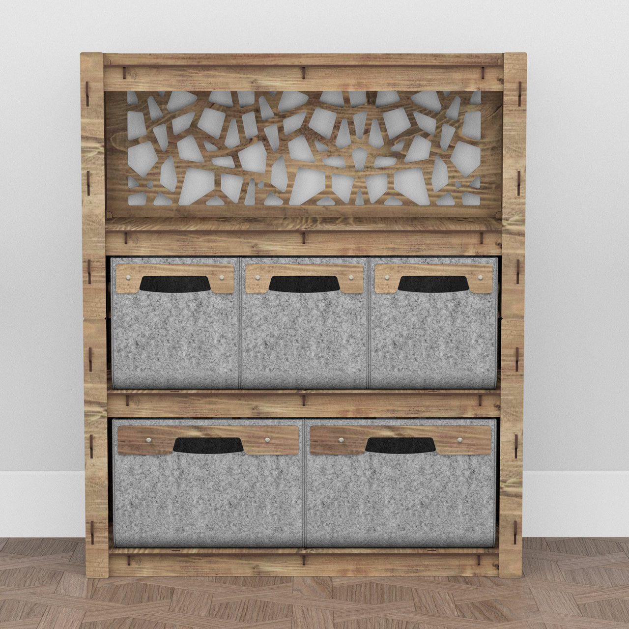 Stones Dresser 5 Drawers Storage Unit [2L 3S GRAY BINS]