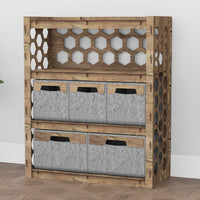 Thumbnail for Honeycomb Dresser 5 Drawers Storage Unit [2L 3S GRAY BINS]