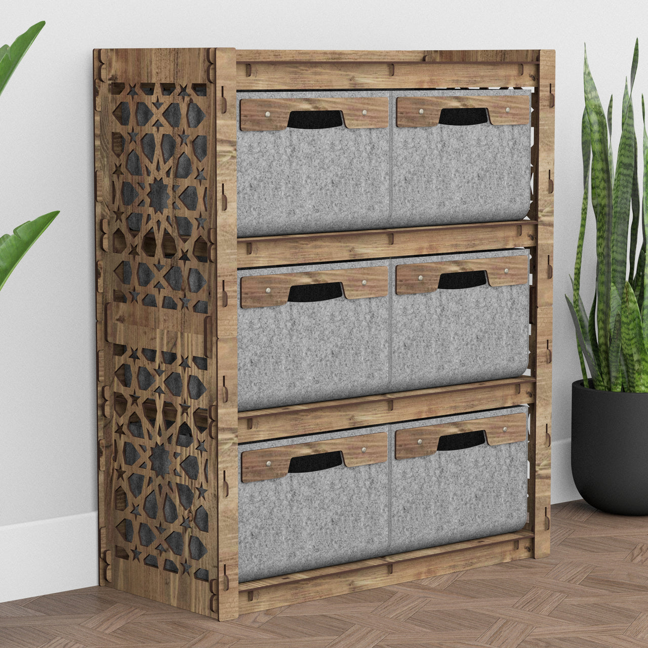 Arabic Dresser 6 Drawers Storage Unit [6 LARGE GRAY BINS]