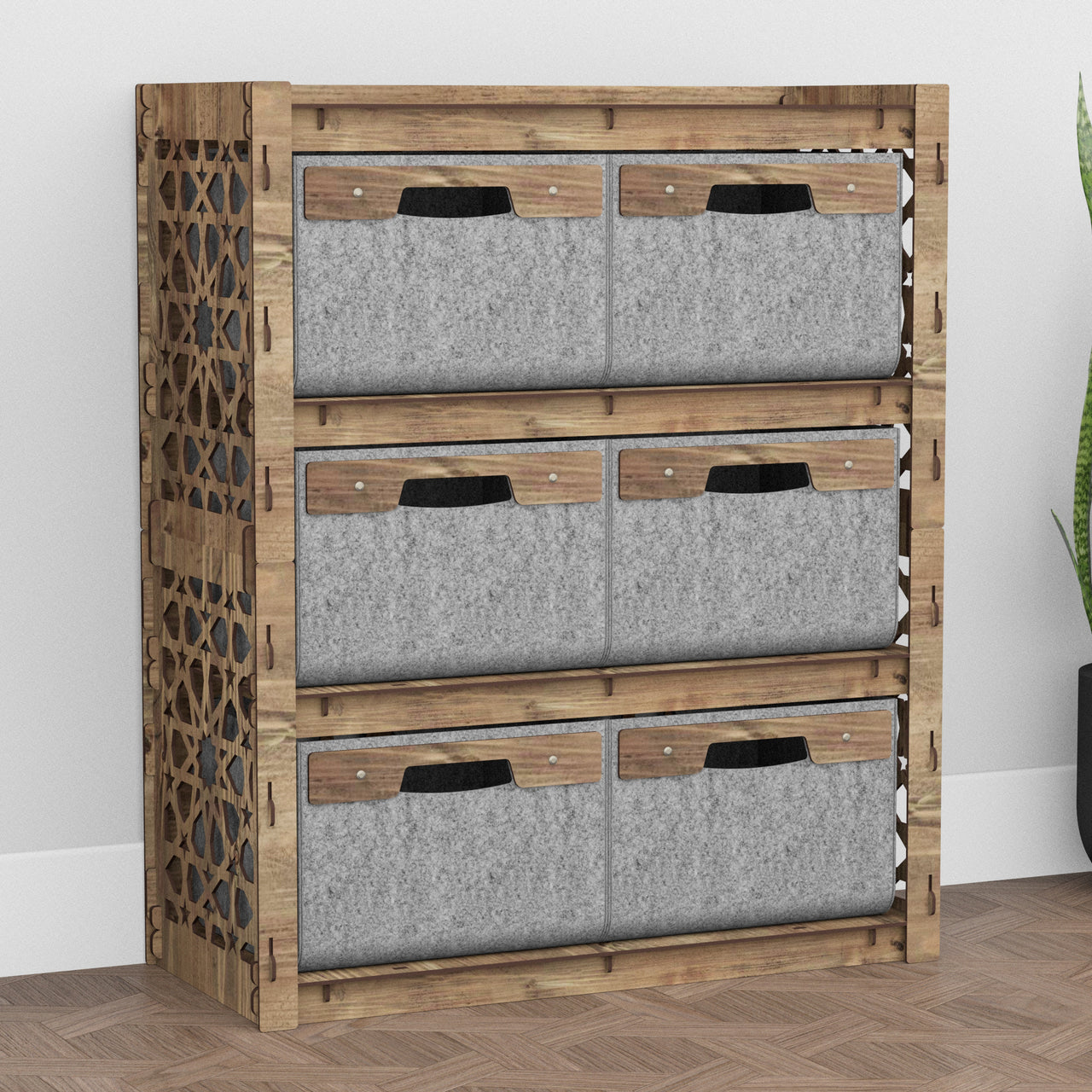 Arabic Dresser 6 Drawers Storage Unit [6 LARGE GRAY BINS]