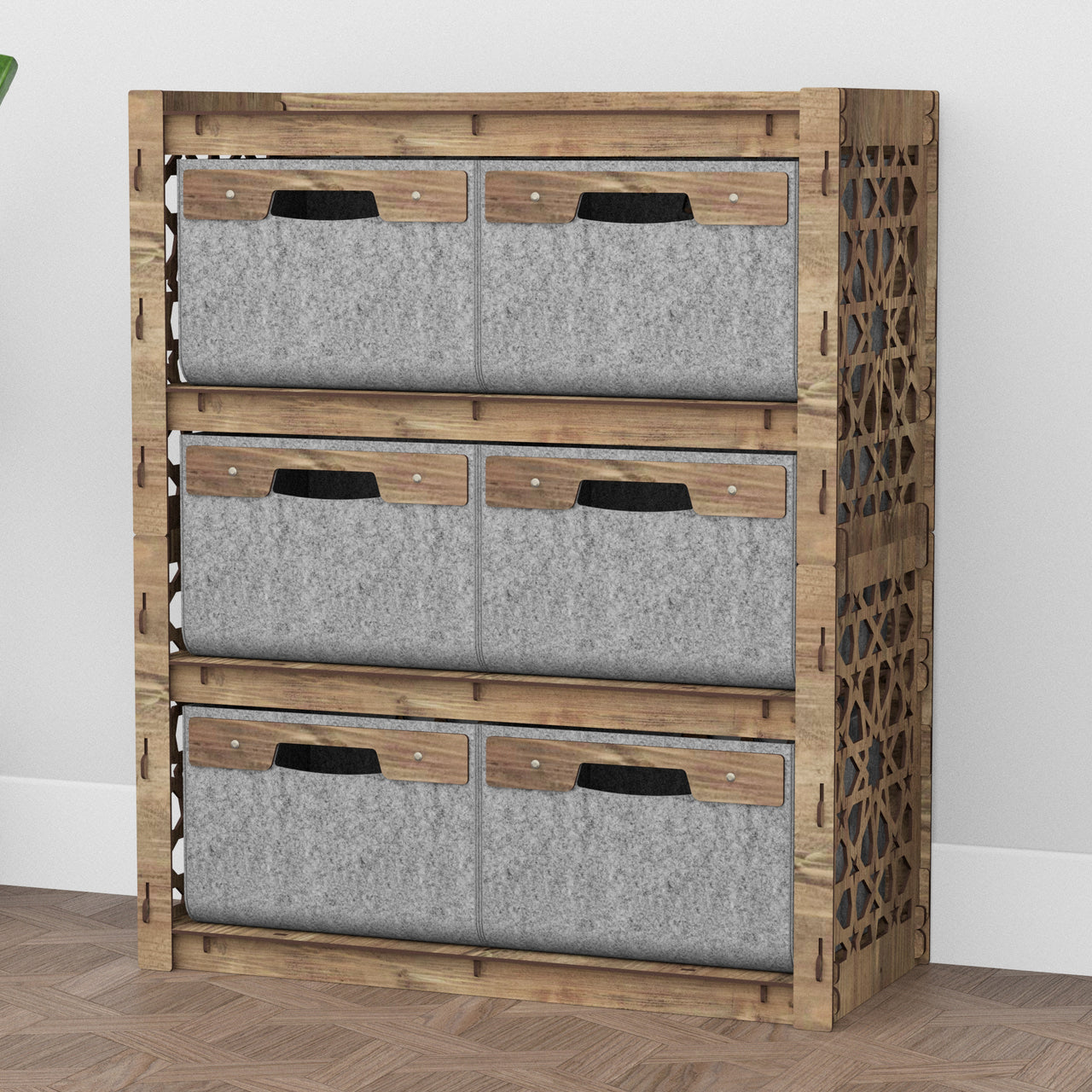 Arabic Dresser 6 Drawers Storage Unit [6 LARGE GRAY BINS]