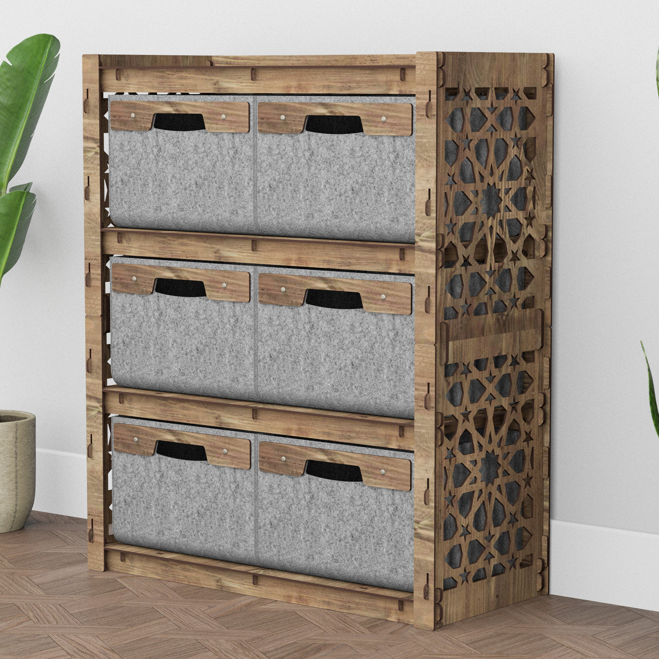 Arabic Dresser 6 Drawers Storage Unit [6 LARGE GRAY BINS]