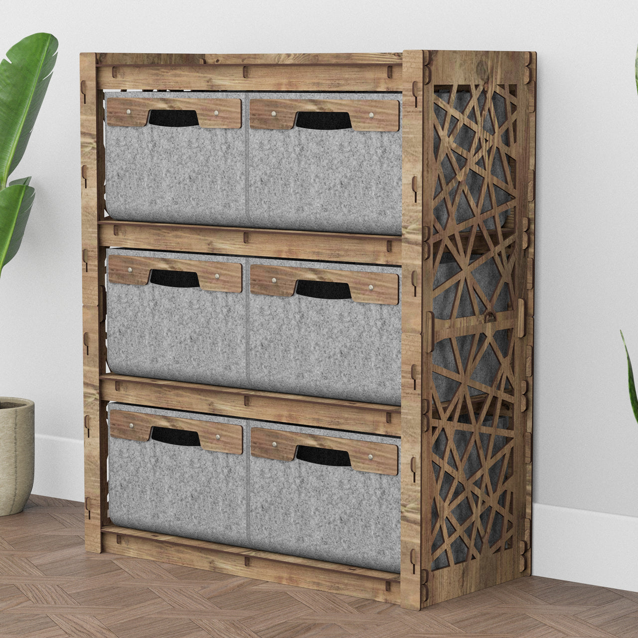 Crystals Dresser 6 Drawers Storage Unit [6 LARGE GRAY BINS]