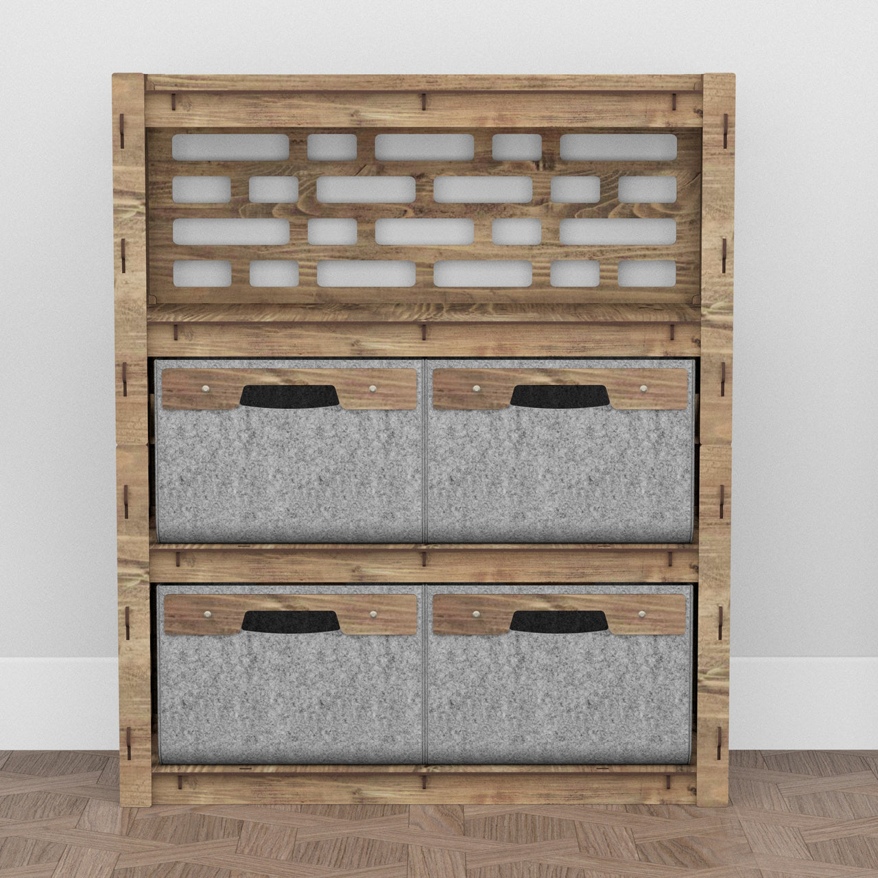 Brickwall Dresser 4 Drawers Storage Unit [4 LARGE GRAY BINS]