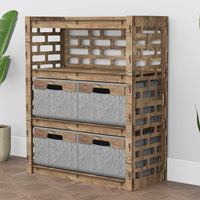 Thumbnail for Brickwall Dresser 4 Drawers Storage Unit [4 LARGE GRAY BINS]