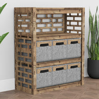 Thumbnail for Brickwall Dresser 6 Drawers Storage Unit [6 SMALL GRAY BINS]