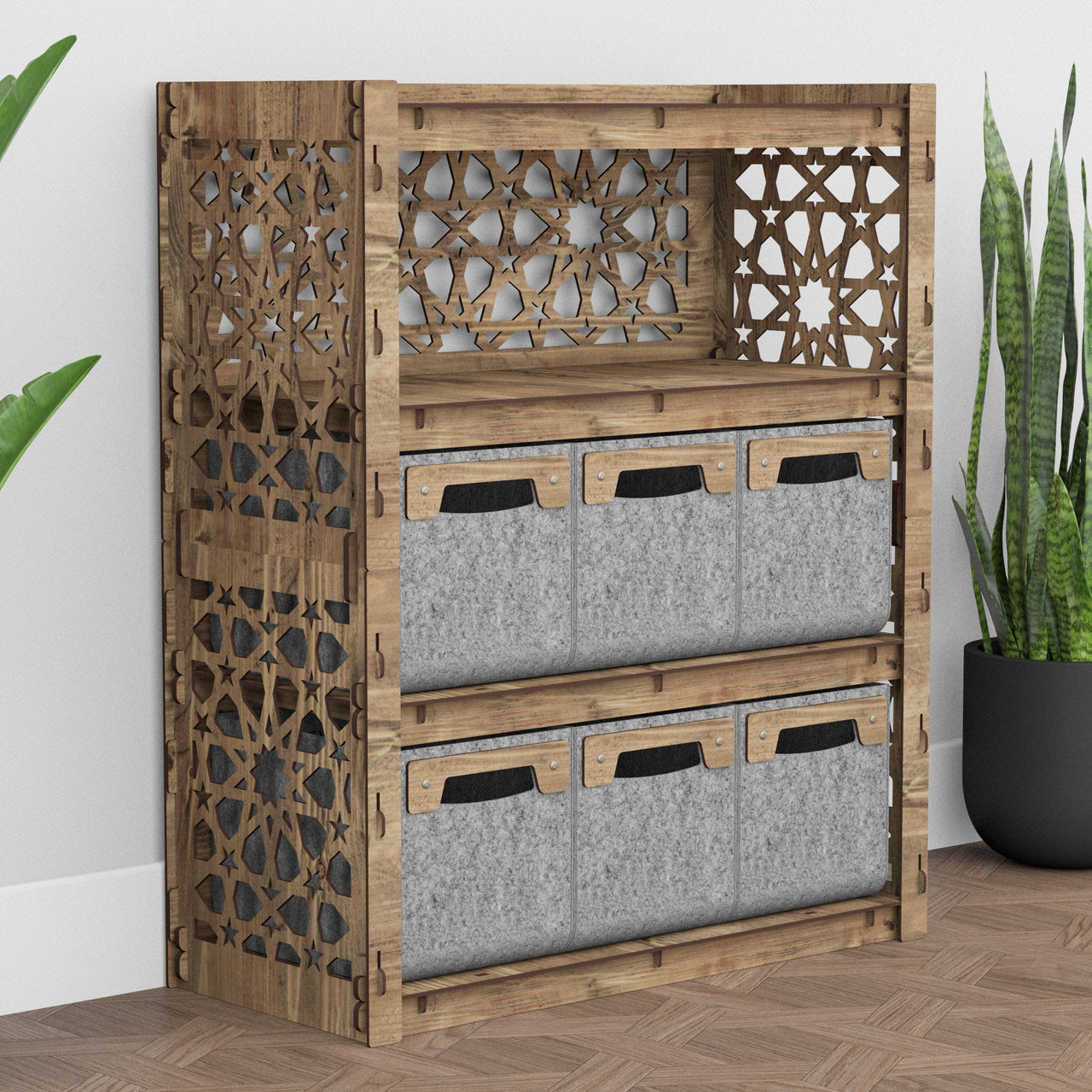 Arabic Dresser 6 Drawers Storage Unit [6 SMALL GRAY BINS]