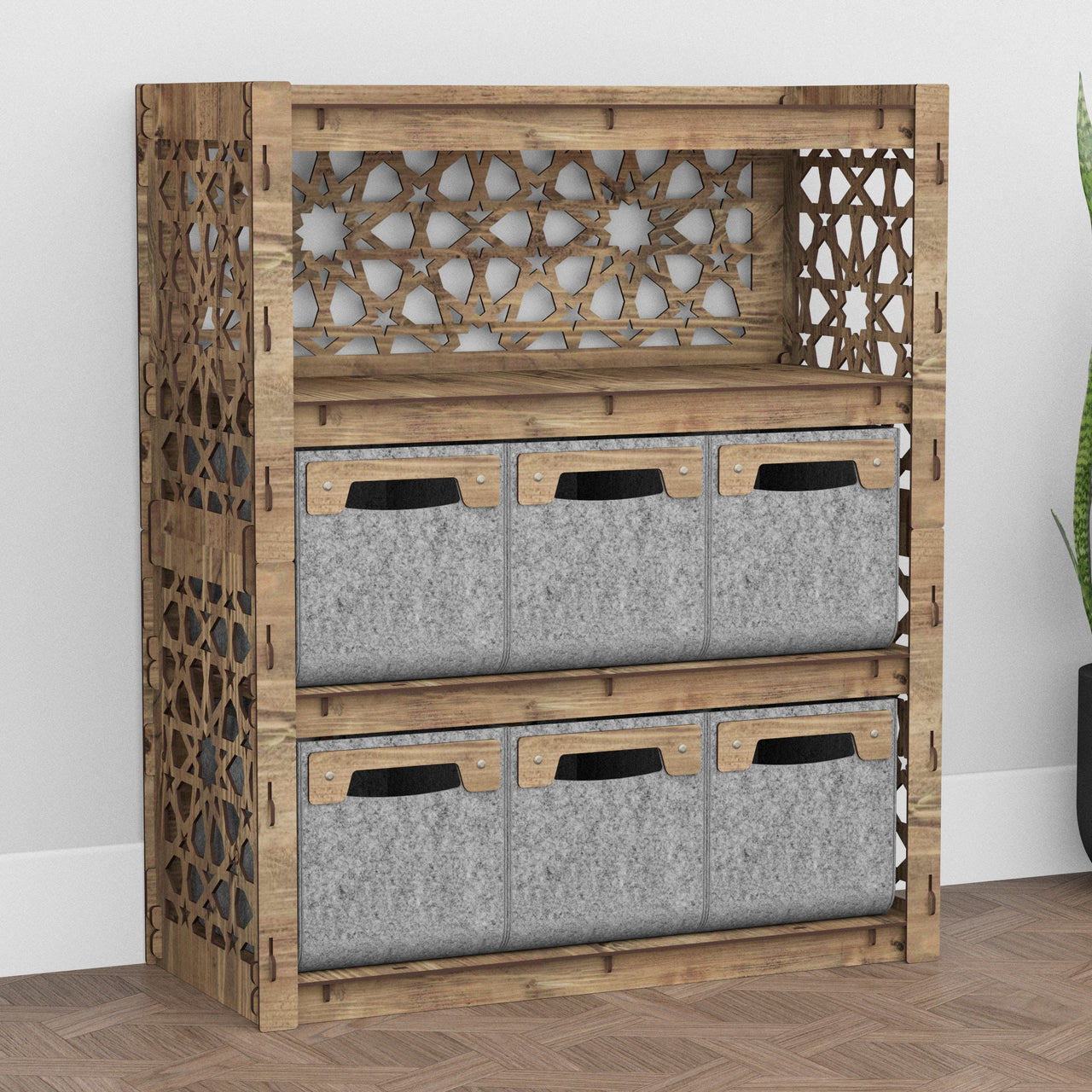 Arabic Dresser 6 Drawers Storage Unit [6 SMALL GRAY BINS]