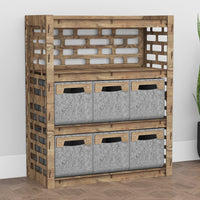 Thumbnail for Brickwall Dresser 6 Drawers Storage Unit [6 SMALL GRAY BINS]