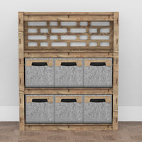 Thumbnail for Brickwall Dresser 6 Drawers Storage Unit [6 SMALL GRAY BINS]