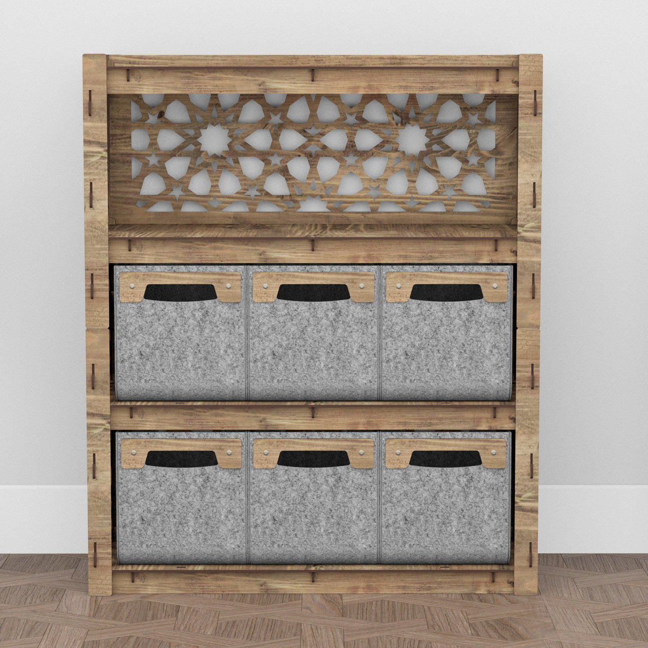 Arabic Dresser 6 Drawers Storage Unit [6 SMALL GRAY BINS]