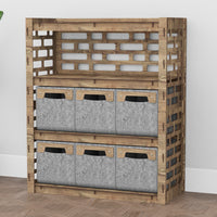 Thumbnail for Brickwall Dresser 6 Drawers Storage Unit [6 SMALL GRAY BINS]