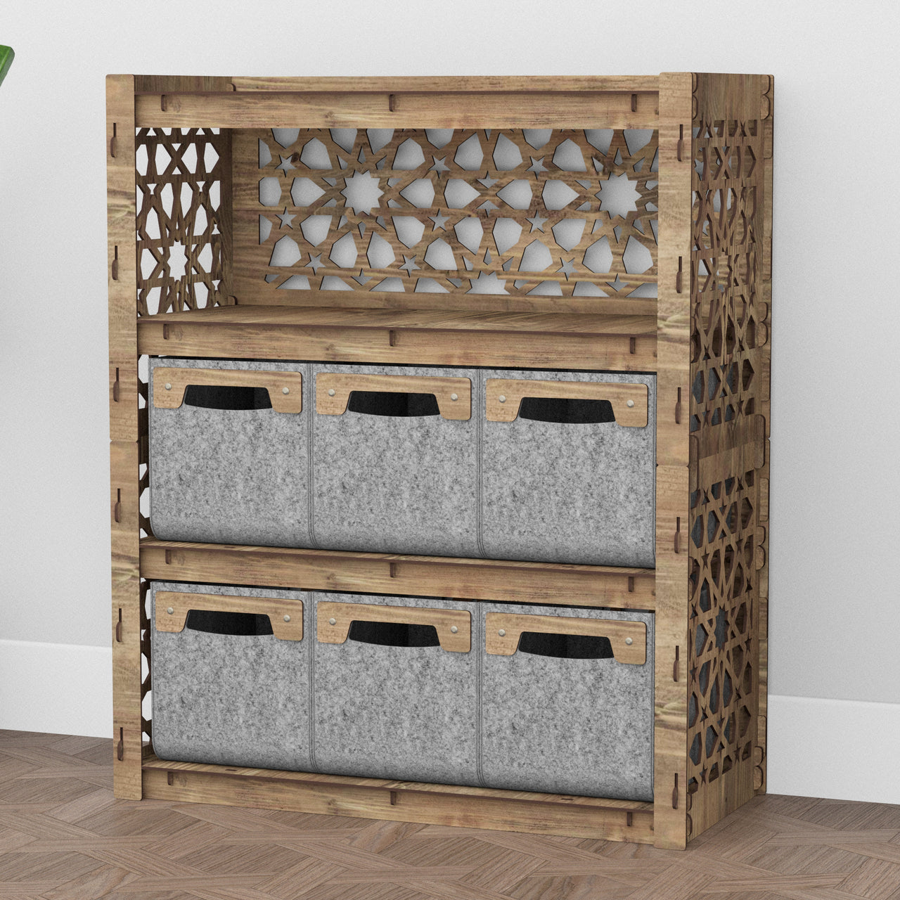 Arabic Dresser 6 Drawers Storage Unit [6 SMALL GRAY BINS]