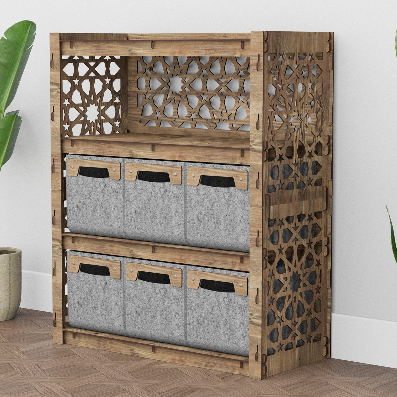 Arabic Dresser 6 Drawers Storage Unit [6 SMALL GRAY BINS]