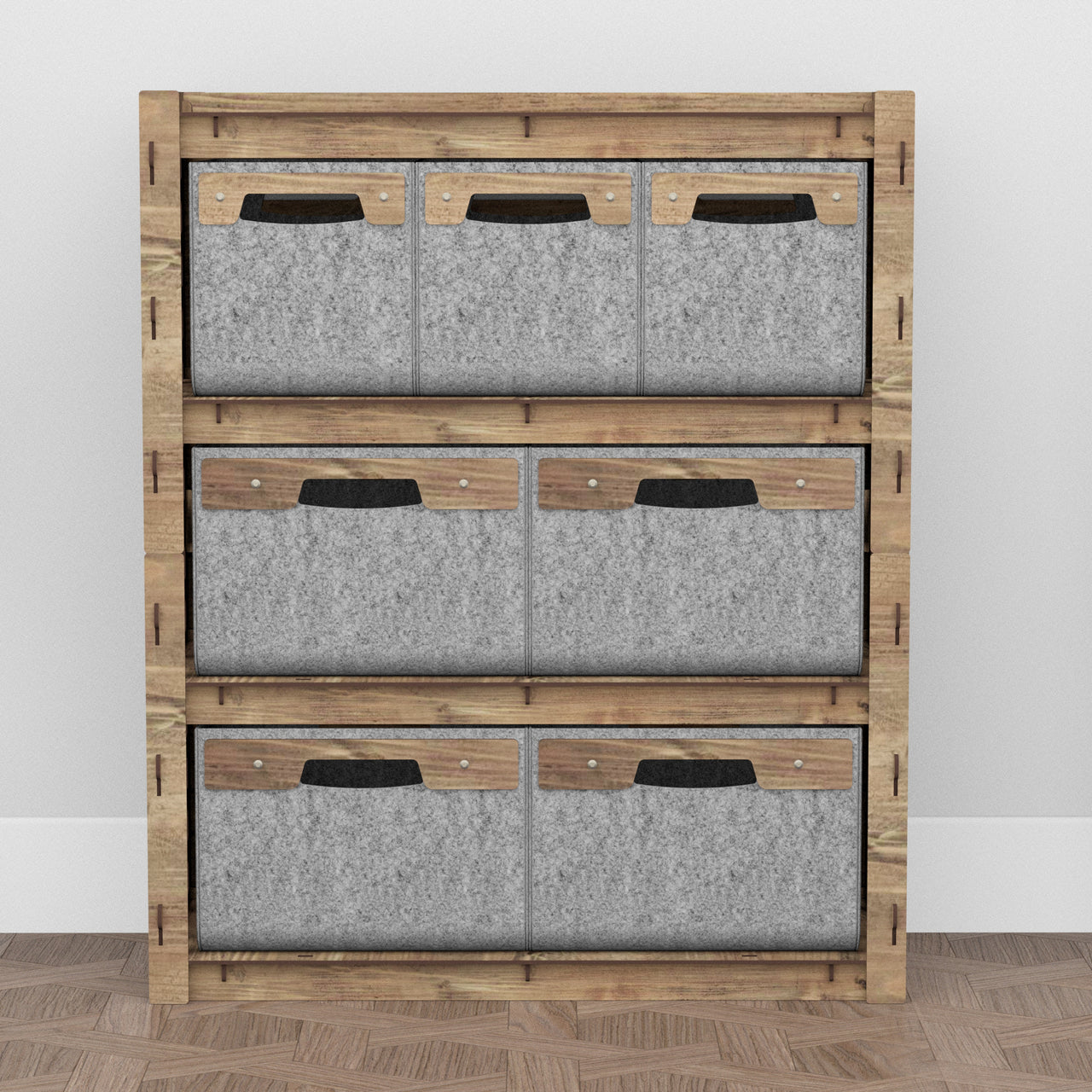 Brickwall Dresser 7 Drawers Storage Unit [4L 3S GRAY BINS]