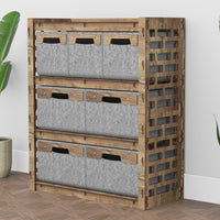 Thumbnail for Brickwall Dresser 7 Drawers Storage Unit [4L 3S GRAY BINS]