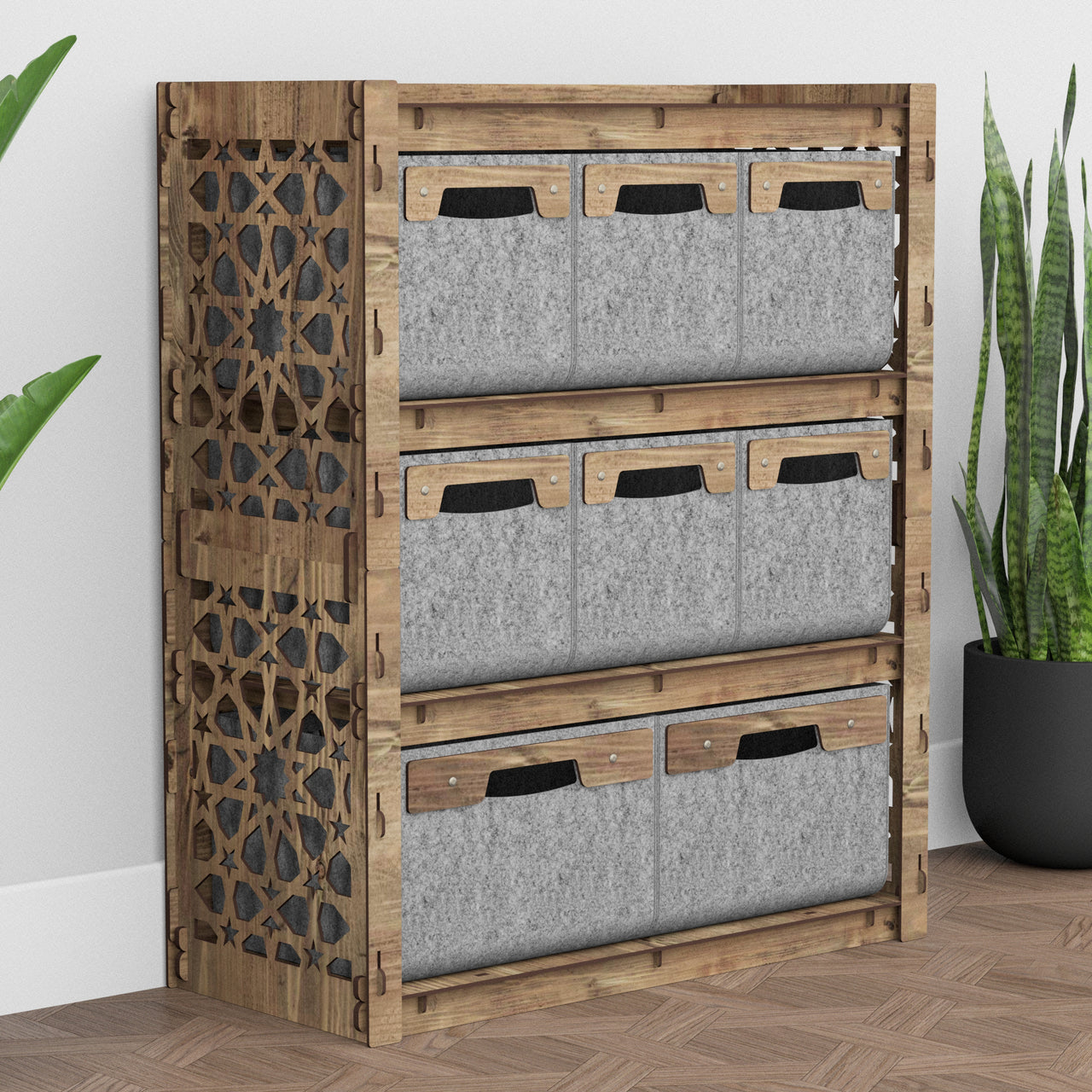 Arabic Dresser 8 Drawers Storage Unit [2L 6S GRAY BINS]