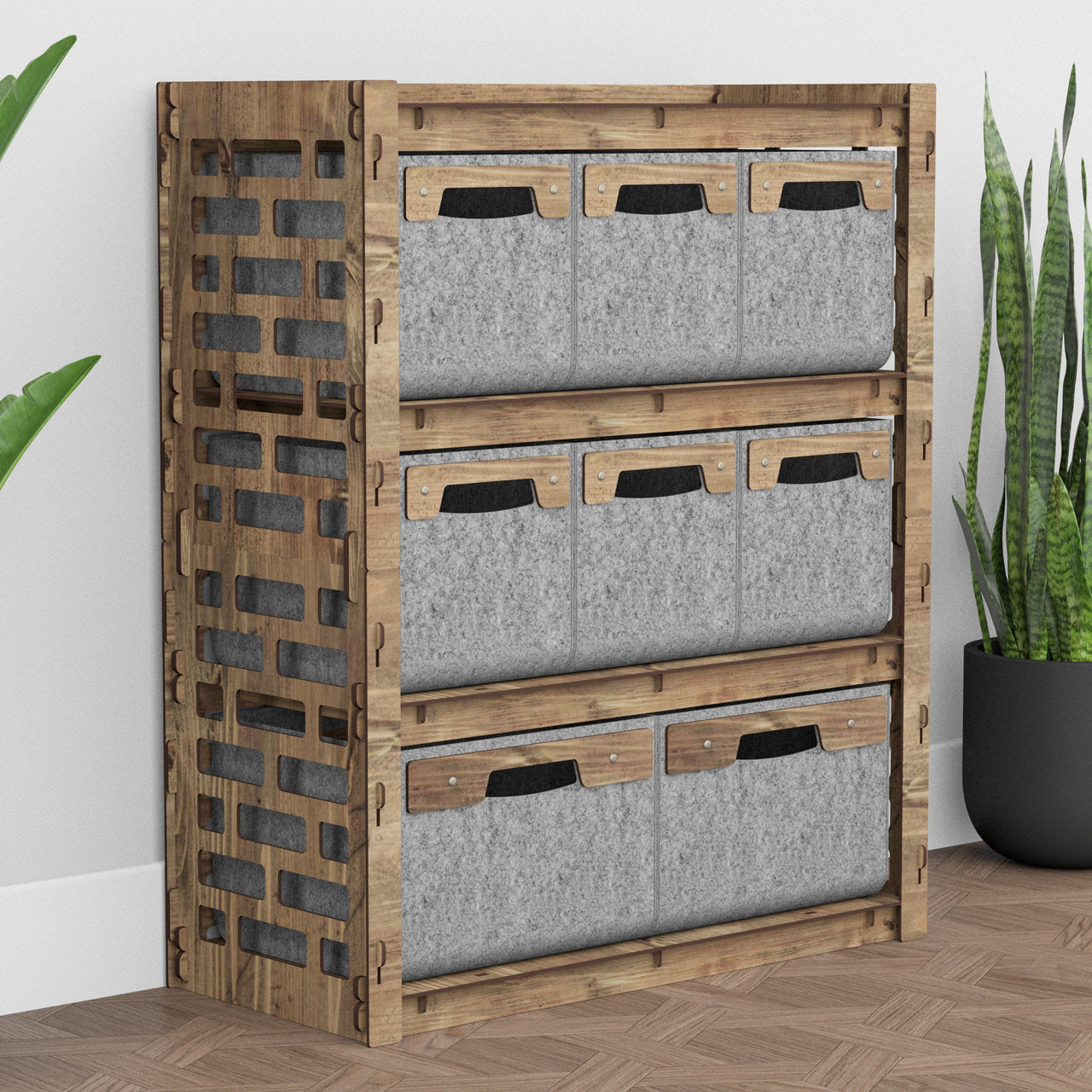 Brickwall Dresser 8 Drawers Storage Unit [2L 6S GRAY BINS]