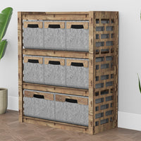 Thumbnail for Brickwall Dresser 8 Drawers Storage Unit [2L 6S GRAY BINS]