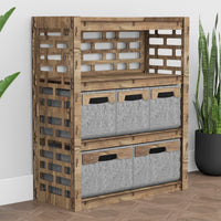 Thumbnail for Brickwall Dresser 5 Drawers Storage Unit [2L 3S GRAY BINS]