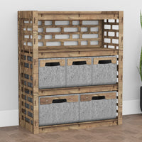 Thumbnail for Brickwall Dresser 5 Drawers Storage Unit [2L 3S GRAY BINS]