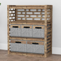 Thumbnail for Brickwall Dresser 5 Drawers Storage Unit [2L 3S GRAY BINS]