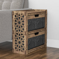 Thumbnail for Arabic Side Table, End Table 2 Drawers [2 LARGE BLACK BINS]