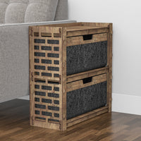 Thumbnail for Brickwall Side Table, End Table 2 Drawers [2 LARGE BLACK BINS]