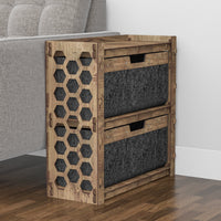 Thumbnail for Honeycomb Side Table, End Table 2 Drawers [2 LARGE BLACK BIN]
