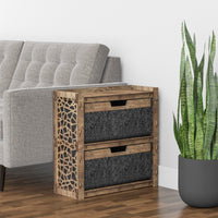 Thumbnail for Stones Side Table, End Table 2 Drawers [2 LARGE BLACK BIN]